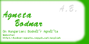 agneta bodnar business card